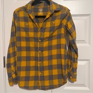 Wonder Nation Men's Mustard and Charcoal Checkered Flannel Shirt